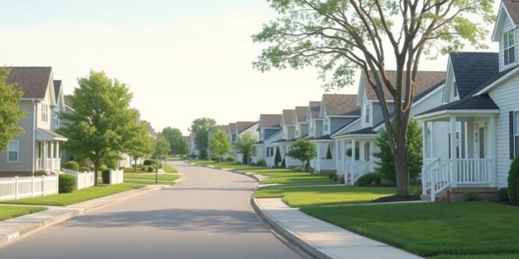 Serene suburban neighborhood with well-maintained homes.