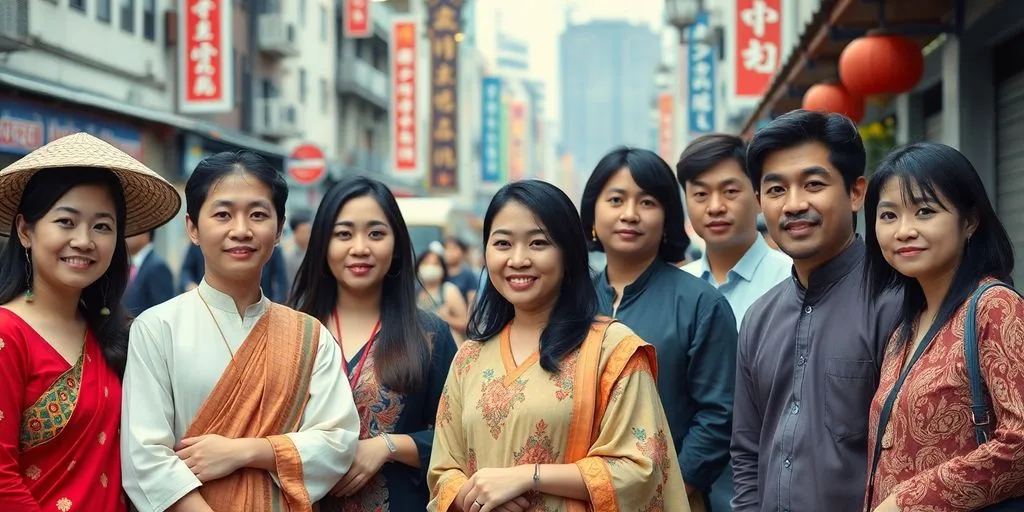 Diverse Asian individuals in a vibrant New Jersey setting.