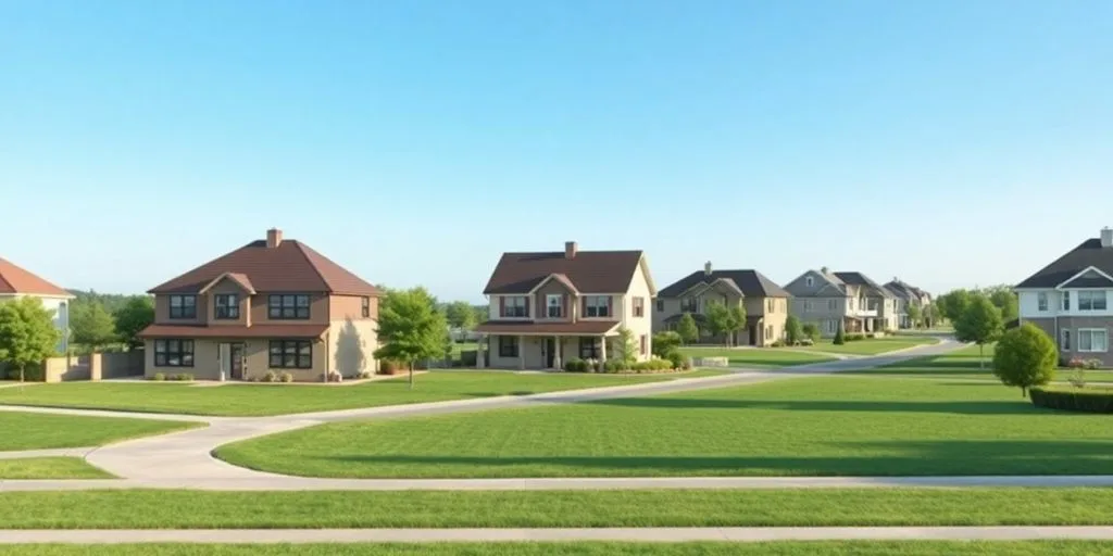 Serene suburban homes under a clear blue sky.